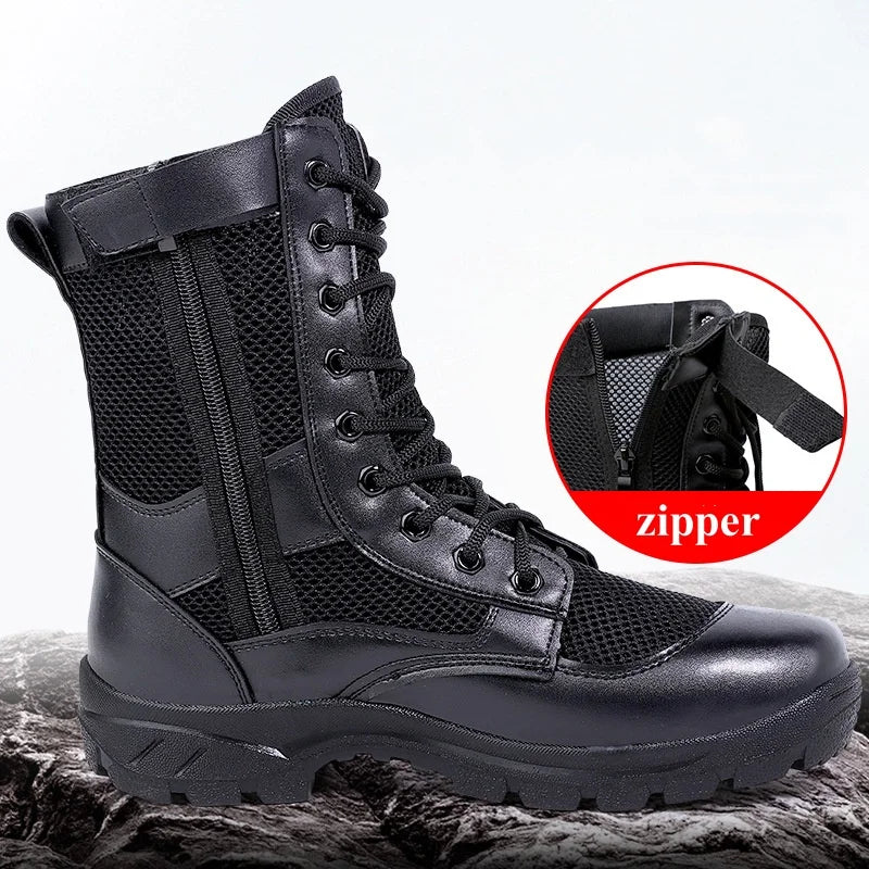 Summer Ultra Light Breathable Mesh Combat Tactical Boots Men Women Outdoor Boot 35-46 High Top Training Safety Work Shoes WJ250