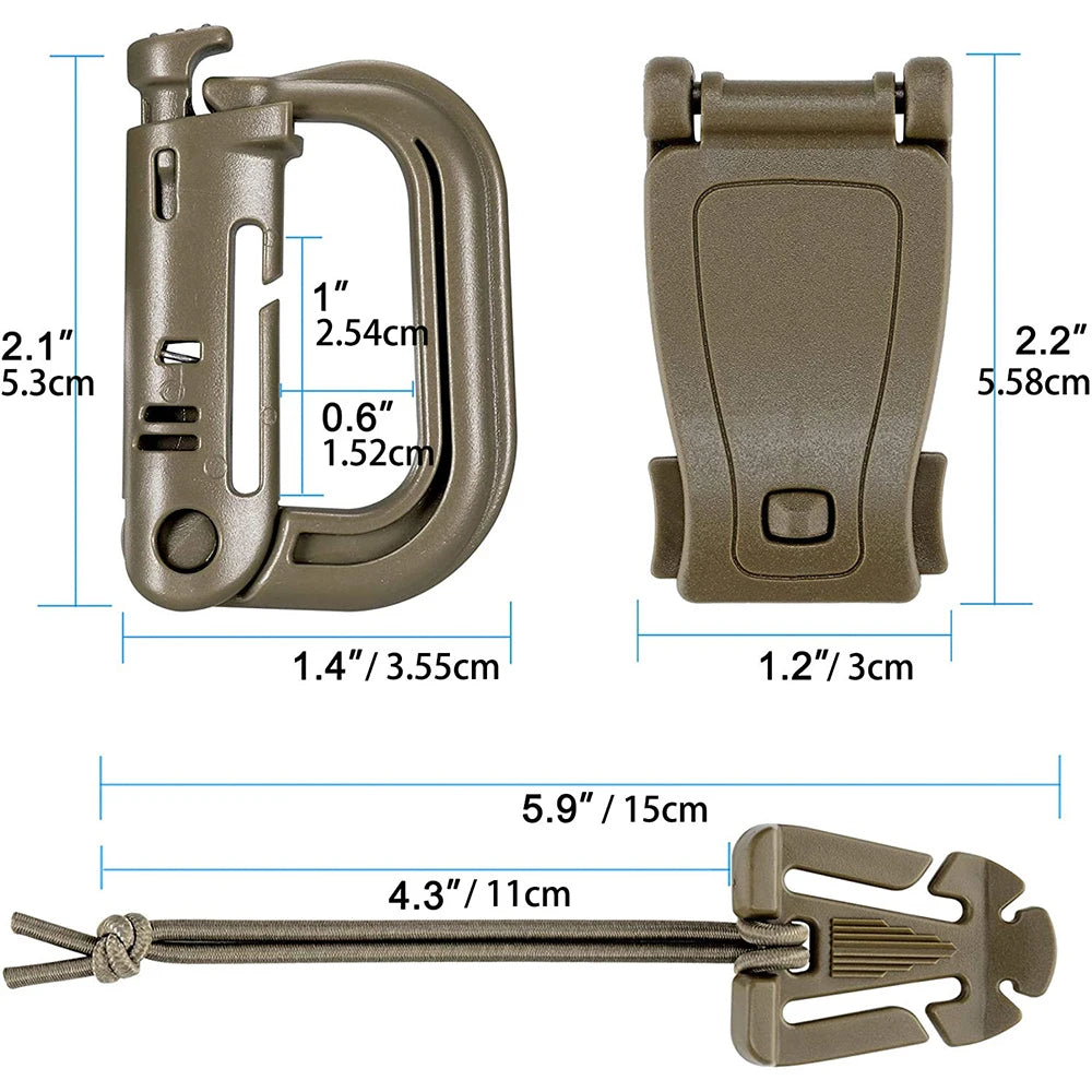 Molle Accessories Kit of 13 Outdoor Tactical Backpack Vest Waistband Locking Gear Mesh Support Elastic Buckle Hunting accessory