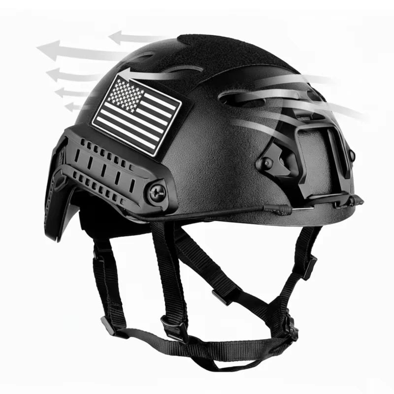 Tactical Fast PJ Helmet with Helmet Cover Pads Airsoft Paintball Combat Training Protection ABS Helmet with Magic Patches