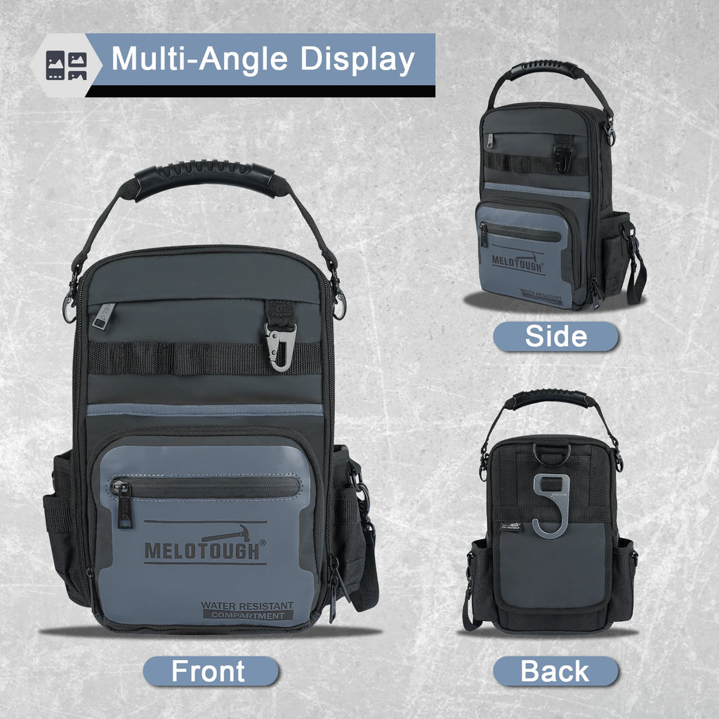 Small Tool Backpack for Men 30 Multi-Storage Pockets Heavy Duty Tool Bag Backpack with Dual-Form Shoulder Strap