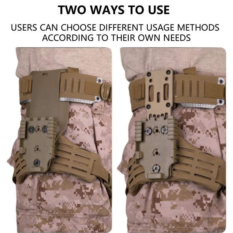 ARC lower pressure plate accessories, Side Kick V2 style gun holster pad, Molle mounting quick release gun holster leggings