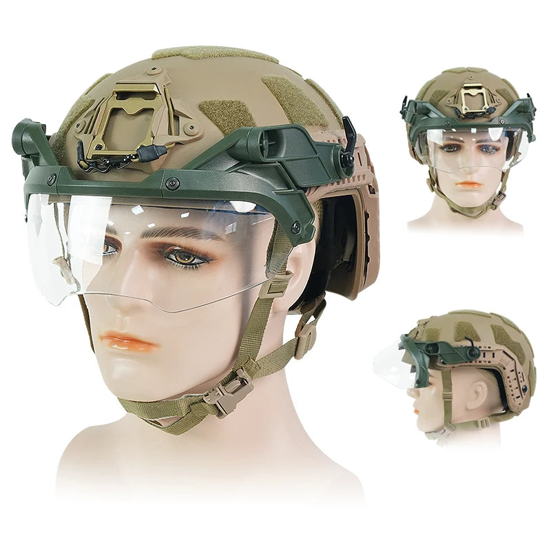 BOOIU Tactical Helmet OP horn Goggles Air Gun Cycling Goggles Hiking CS Paintball Shooting Hunting Helmet Protective Equipment