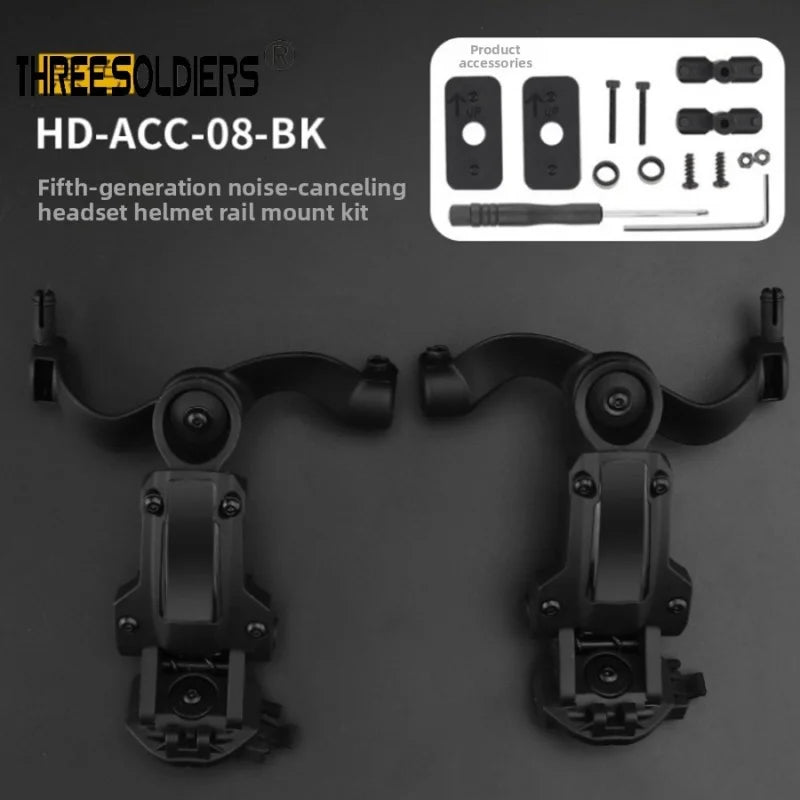 Sound Pickup Tactical Headset Helmet Rail Mounting Arm Set Accessories, Rotatable and Foldable Headset Storage