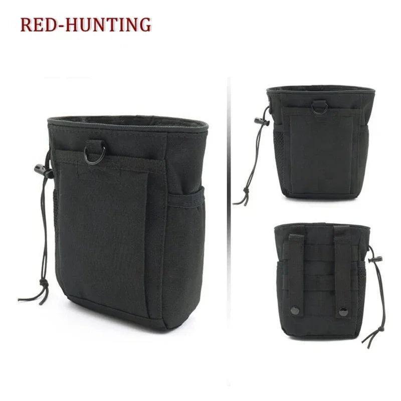 Tactical Molle Drawstring Magazine Dump Bag, Adjustable Belt, Practical Waist Bag, Hip Leather Case Bag, Outdoor Ammunition Bag