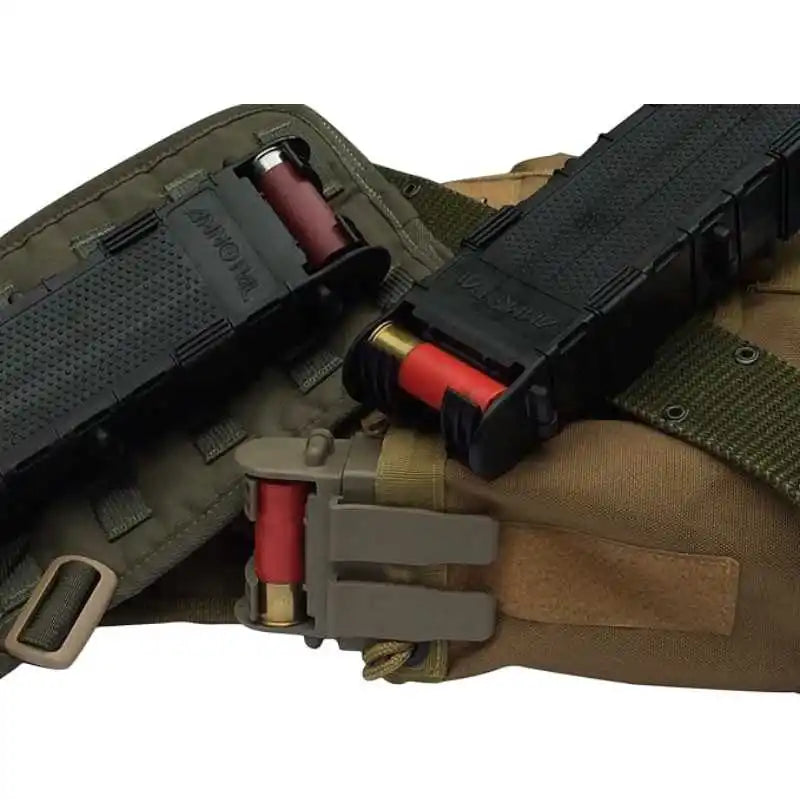 MOLLE Quick Attach 8-Round 12GA Airsoft Shotgun Shell Holder, Tactical Ammo Pouch with Removable Bottom, Heavy Duty ABS Shell Carrier for Vest Belt Gear Organization
