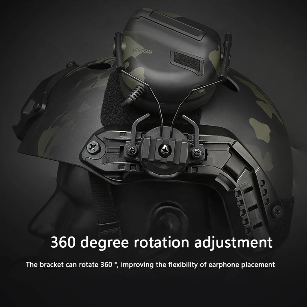 Tactical Rail Mounts Headset Fast Helmet Rail Adapter Headset Holder Shooting 360 Rotation Airsoft Helmet Rail Bracket