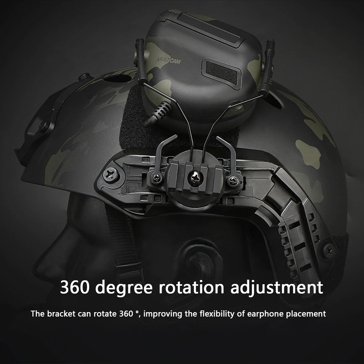 Tactical Rail Mounts Headset Fast Helmet Rail Adapter Headset Holder Shooting 360 Rotation Airsoft Helmet Rail Bracket