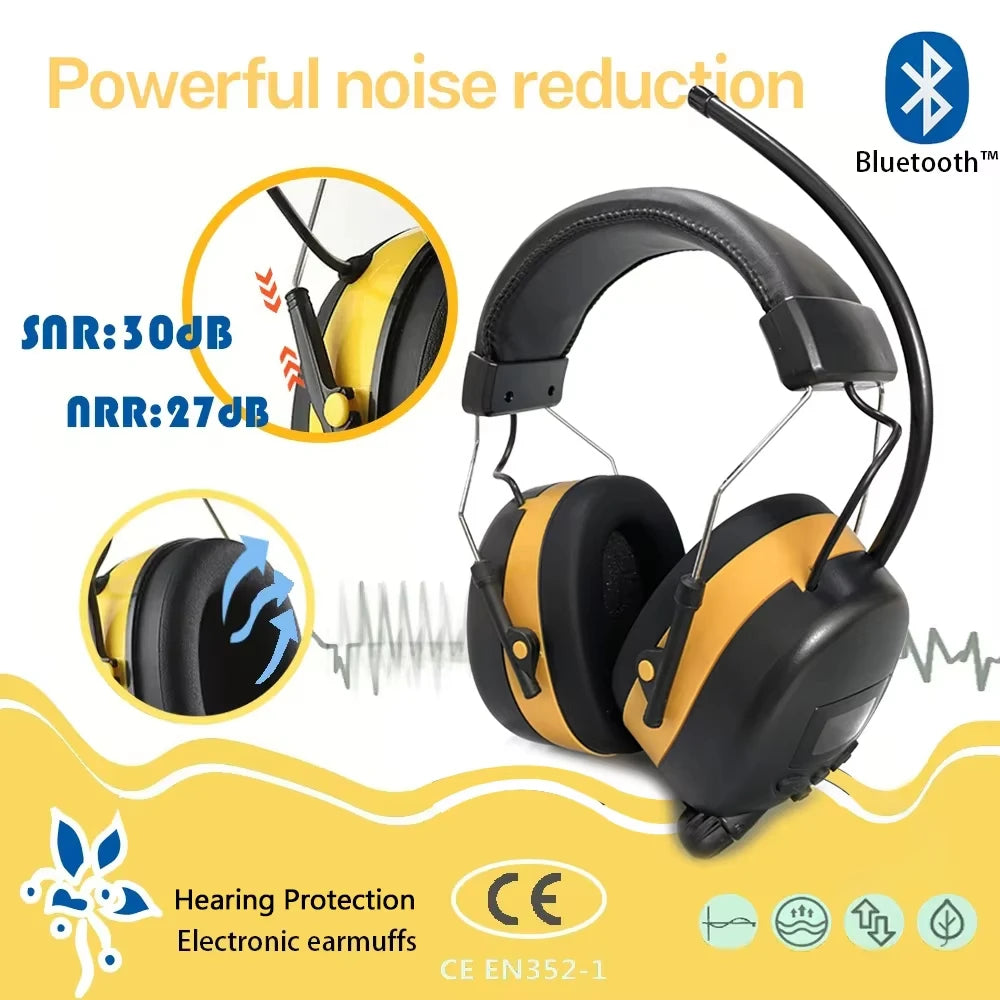 NEW Bluetooth 5.3 Hearing Protection AM FM Radio Headphones 25dB NRR Noise Reduction Safety Earmuffs for Mowing Workshops