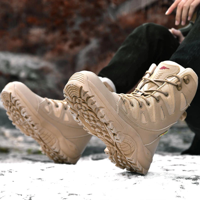 Winter High-top Men's Boots Outdoor Leather Hiking Boots Wear-resistant Men Desert Boots Autumn Men Ankle Boots Men Work Shoes