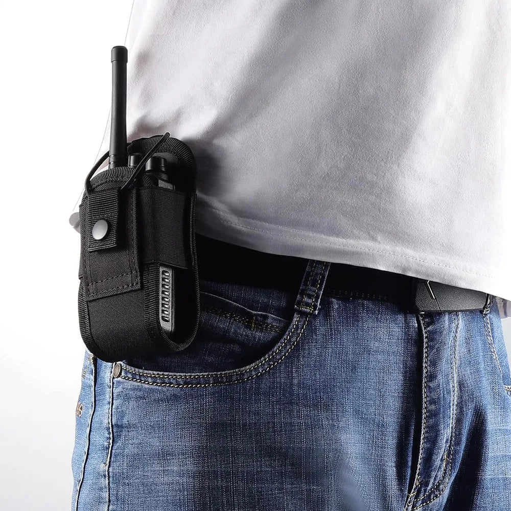 MOLLE Tactical Radio Pouch Heavy Duty Universal Walkie Talkie Holster Military Interphone Case for Police Firefighter Vest Gear
