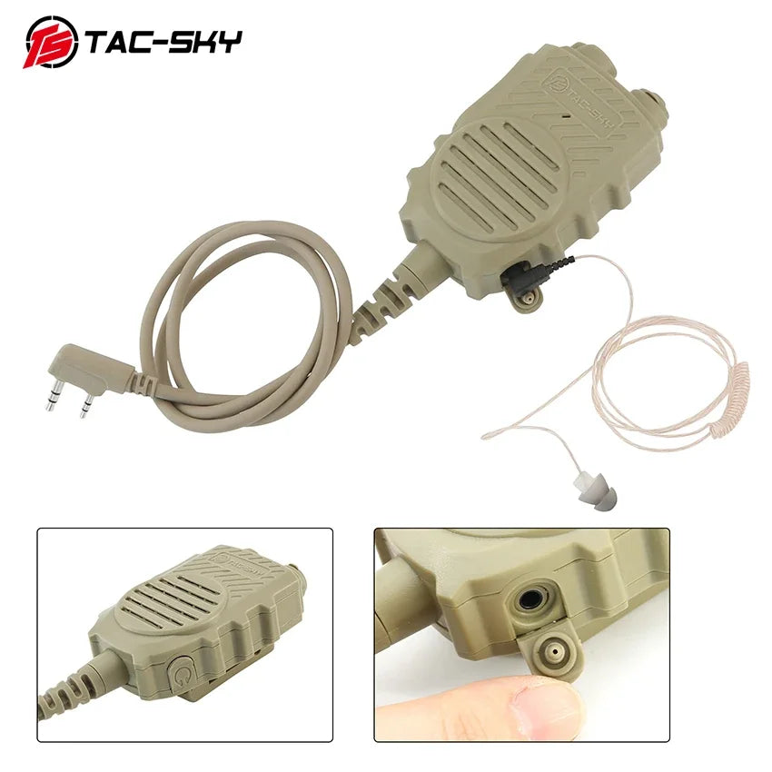 TS TAC-SKY Handheld Microphone Ptt with 3.5mm，7.0mm Jack for Tactical Headset COMTAC Shooting Headphones for Baofeng Walkie-tal