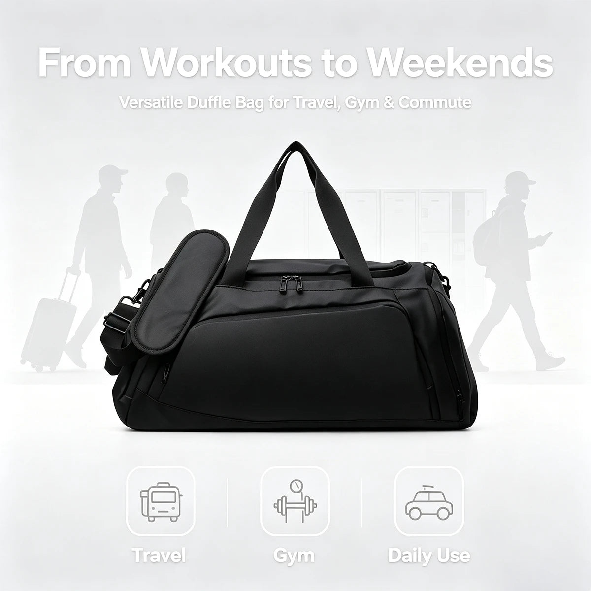35L Water Resistant Backpack Duffel, Heavy Duty Duffle Bags | Inner Zipper Pockets; Suit for Travel Gym Camping Sports Weekend Getaways