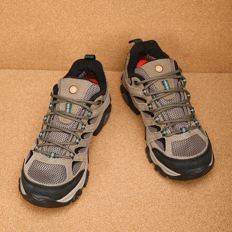 HIKEUP Sneakers for Men Hiking Shoes Leather Trekking Boots Women Camping Hunting Mens Mountain Tactical Ankle Boots Run Sneaker