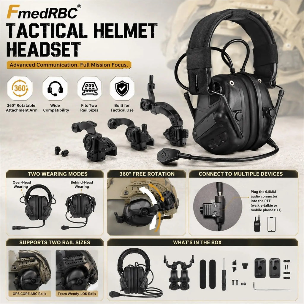 Full Tactical Airsoft Helmet Set with Communication Headset Goggles Rail-Mounted Light for Paintball CS Cosplay Outdoor Sports