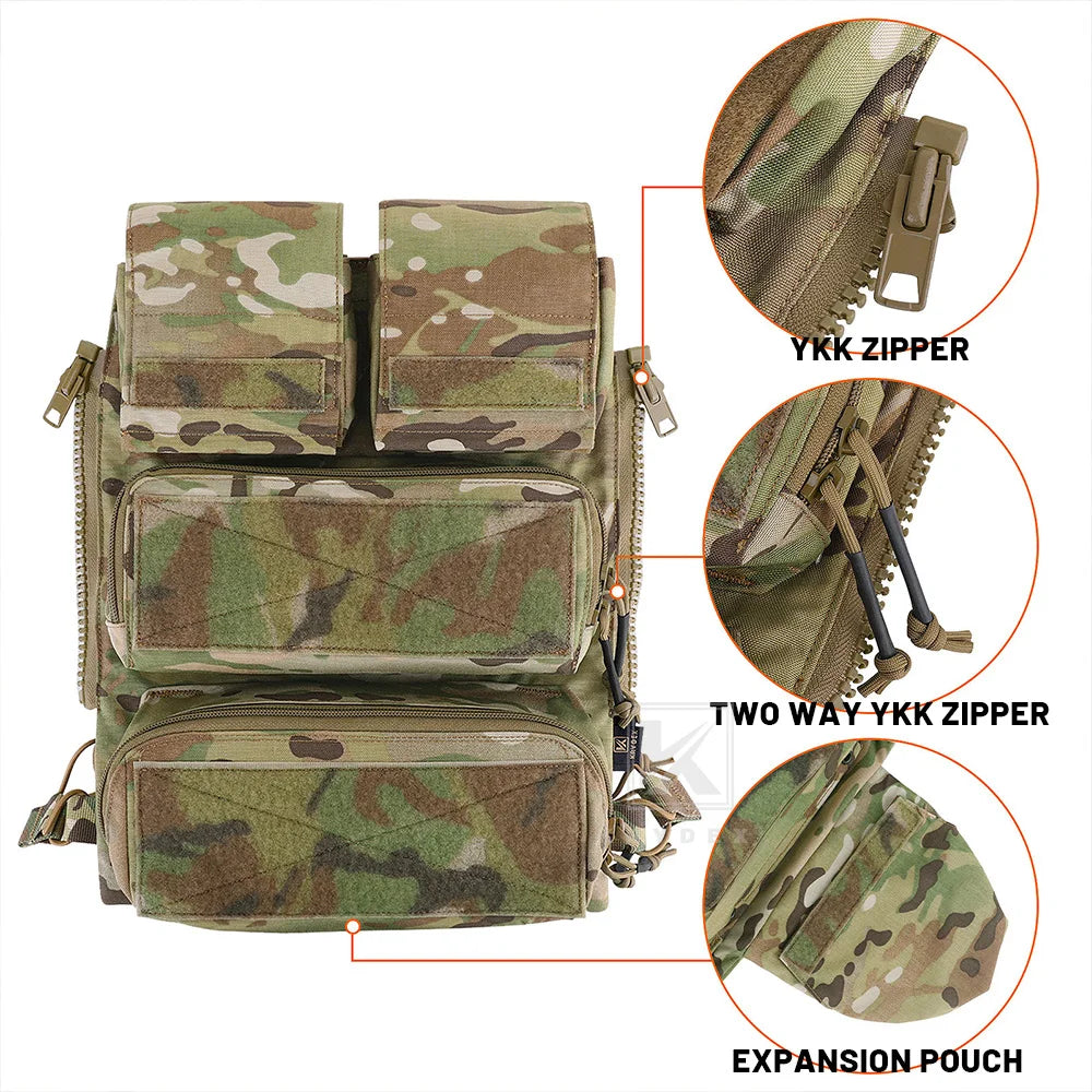 KRYDEX Tactical Modular Pouch Bag Zip On Molle Back Panel Backpack W/ Mag Pouch for Plate Carrier AVS JPC2.0 CPC Vest