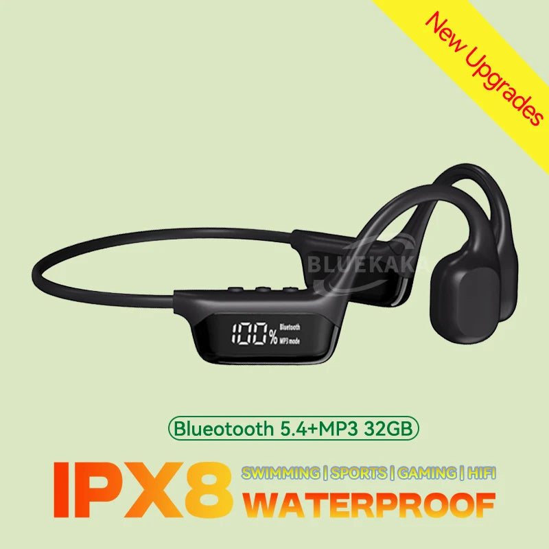 True Bone Conduction Headphones IPX8 Waterproof HD Call Bluetooth Wireless Headset For Outdoor Shooting Hunting Noise Cancelling