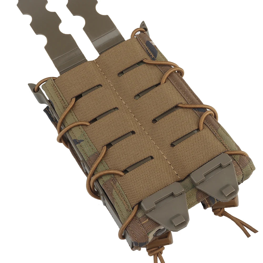 Tactical Tiger Type Long Double Quick Pull Mag Pouch 9mm/.45 Mag Holde for MP5 MP7 MOLLE System Extended Gear