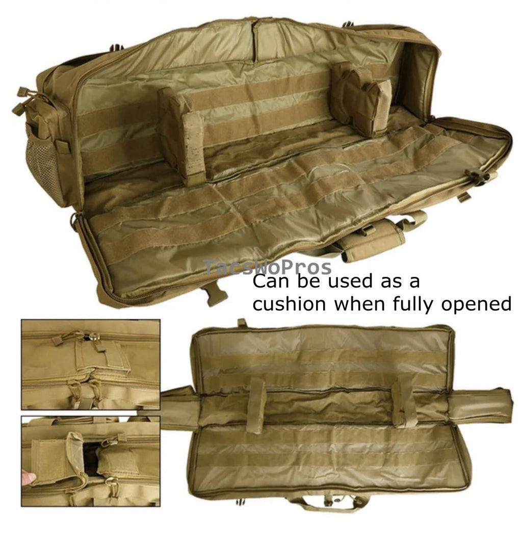 M249 Tactical Hunting Gun Bag Heavy Duty Gun Carry Bag Durable Nylon Paintball Airsoft Dual Rifle Case with Shoulder Strap