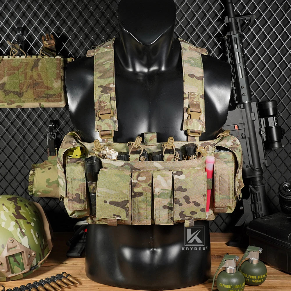 KRYDEX 500D Tactical Chest Rig UW Gen IV Low Profile Micro Fight Rigs Vest With 556 9mm GP Pouch Multifunction Pockets H Harness