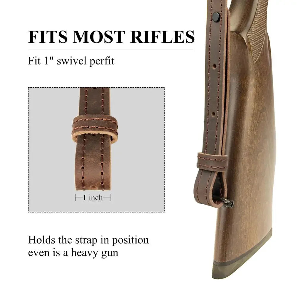 Hunting Sling Shoulder Belt Genuine Leather Hide Tactical Adjustable Bindings Shooting Strap for AK74 AR15  Accessories