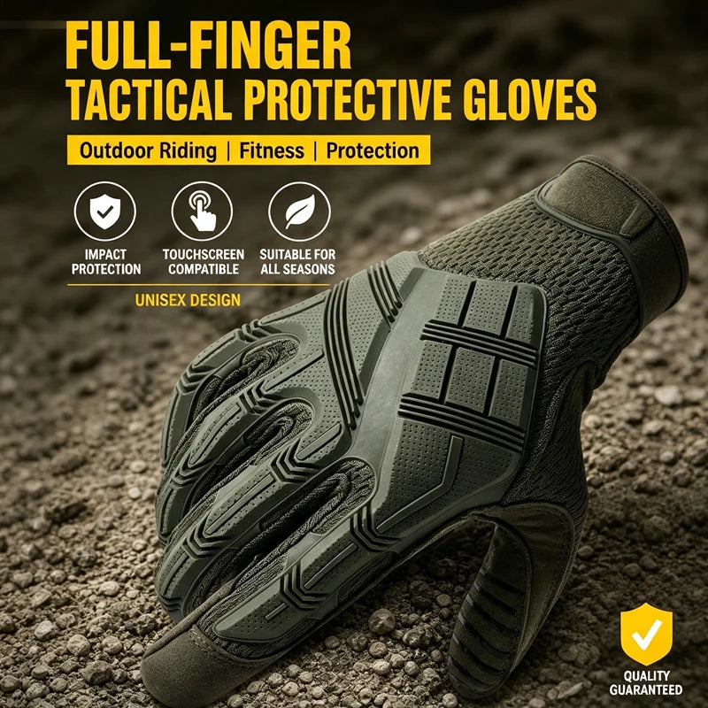 Tactical Full Finger Gloves Touch Screen Breathable Impact Protection Gloves for Men Outdoor Cycling Climbing Gloves