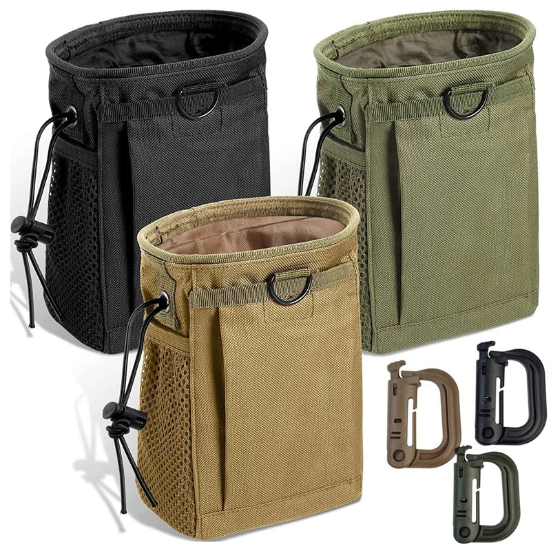 Tactical Molle Drawstring Magazine Dump Bag, Adjustable Belt, Practical Waist Bag, Hip Leather Case Bag, Outdoor Ammunition Bag