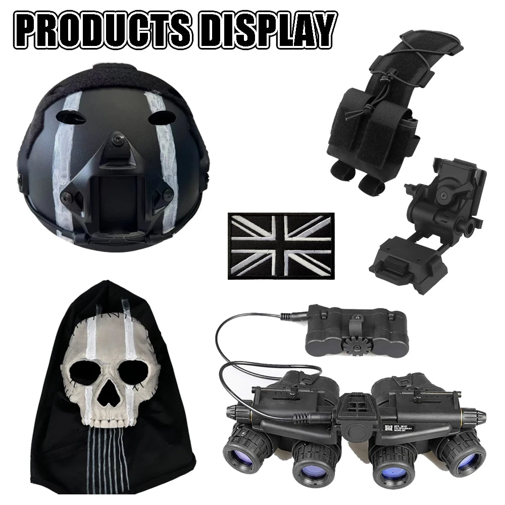 Tactical Ultimate Nightwar Helmet Set Airsoft Call of Duty 19 Night Raid Ghost Cosplay Equipment for Paintball Game Movie Prop