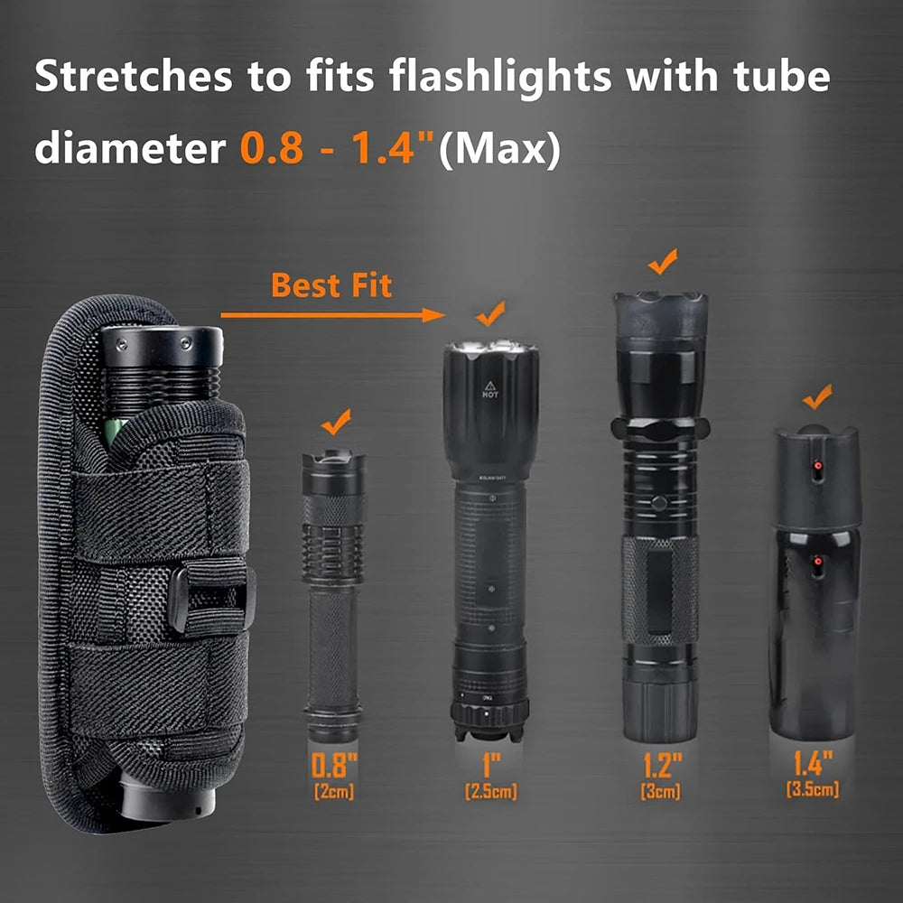 Tactical Flashlight Pouch Holster Molle Torch Holder Carry Case EDC Tool Waist Bag Outdoor Sport Camping Hunting Accessories