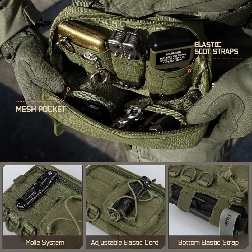 Tactical Molle Storage Bag Outdoor Sports Mobile Phone Pouch Men Belt Fanny Pack Belt Zipper Utility Waist Bag EDC Tool Pouch