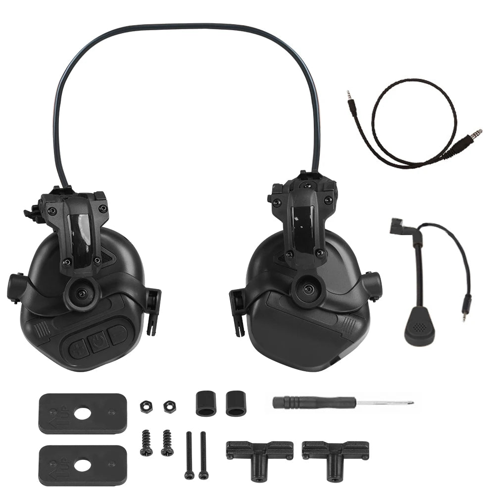BOOIU Tactical Shooting Headset Fast Helmet 3.5mm Interface Pickup Headphones Tactical Training Communication Hearing Earmuff