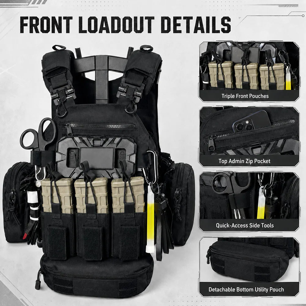 Men's Tactical Combat Vest with FAST Helmet Full Set of Airsoft Cosplay Prop for CS Games Halloween Party Cos Role‑Play Training