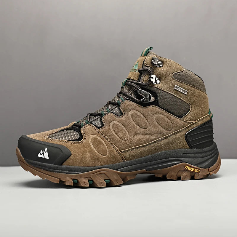 HIKEUP High-Top Men Hiking Boot Winter Outdoor Shoes Lace-Up Non-slip Outdoor Sports Casual Trekking Boots Man Waterproof Suede
