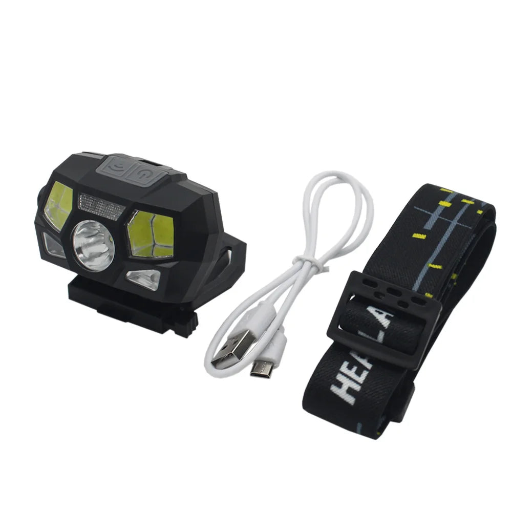 Fwoyonze Tactical FAST MICH Helmet Light Induction Headlamp USB Charging Waterproof Signal Lamp Hunting Fishing HeadLight