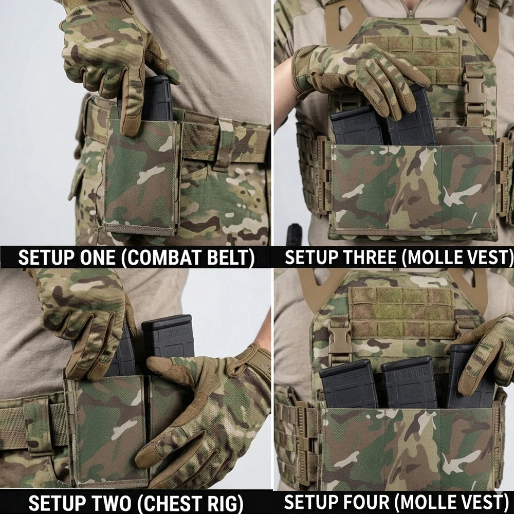 OPHIDIANTAC Single/Double/Three 5.56mm Caliber Magazine Holder - For Outdoor Tactical Hunting, MOLLE Construction