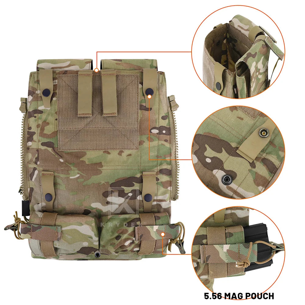 KRYDEX Tactical Modular Pouch Bag Zip On Molle Back Panel Backpack W/ Mag Pouch for Plate Carrier AVS JPC2.0 CPC Vest