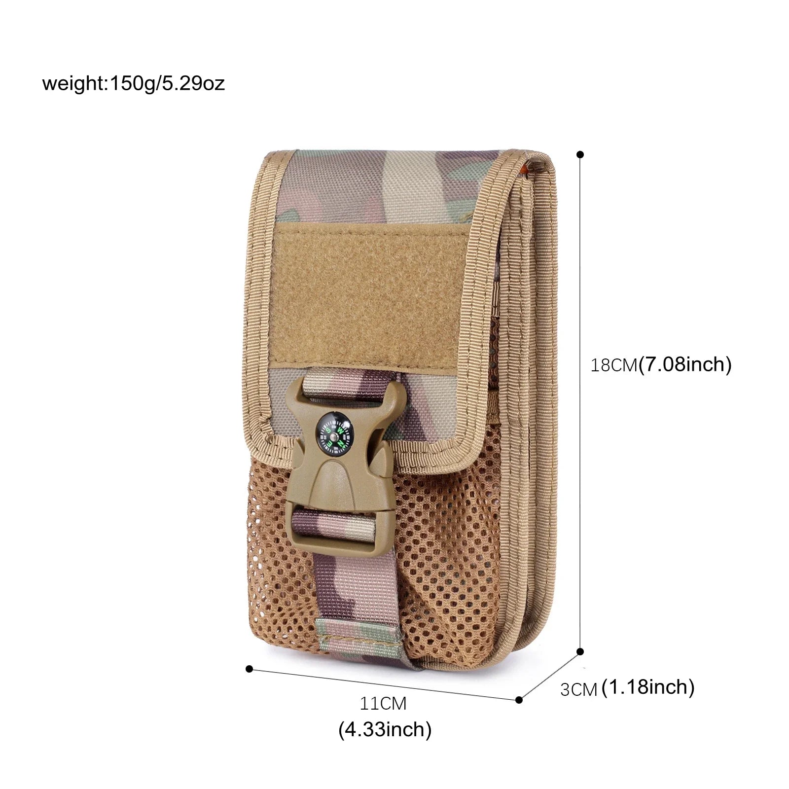 Tactical 7-inch Waist Mobile Phone Case Dual Molle Cigarette Box Lighter Card Affordable Variation Storage Bag