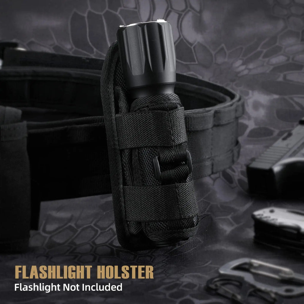 Tactical Rotatable Flashlight Holder Molle Flashlight Holster for Police Military Duty Security Belt