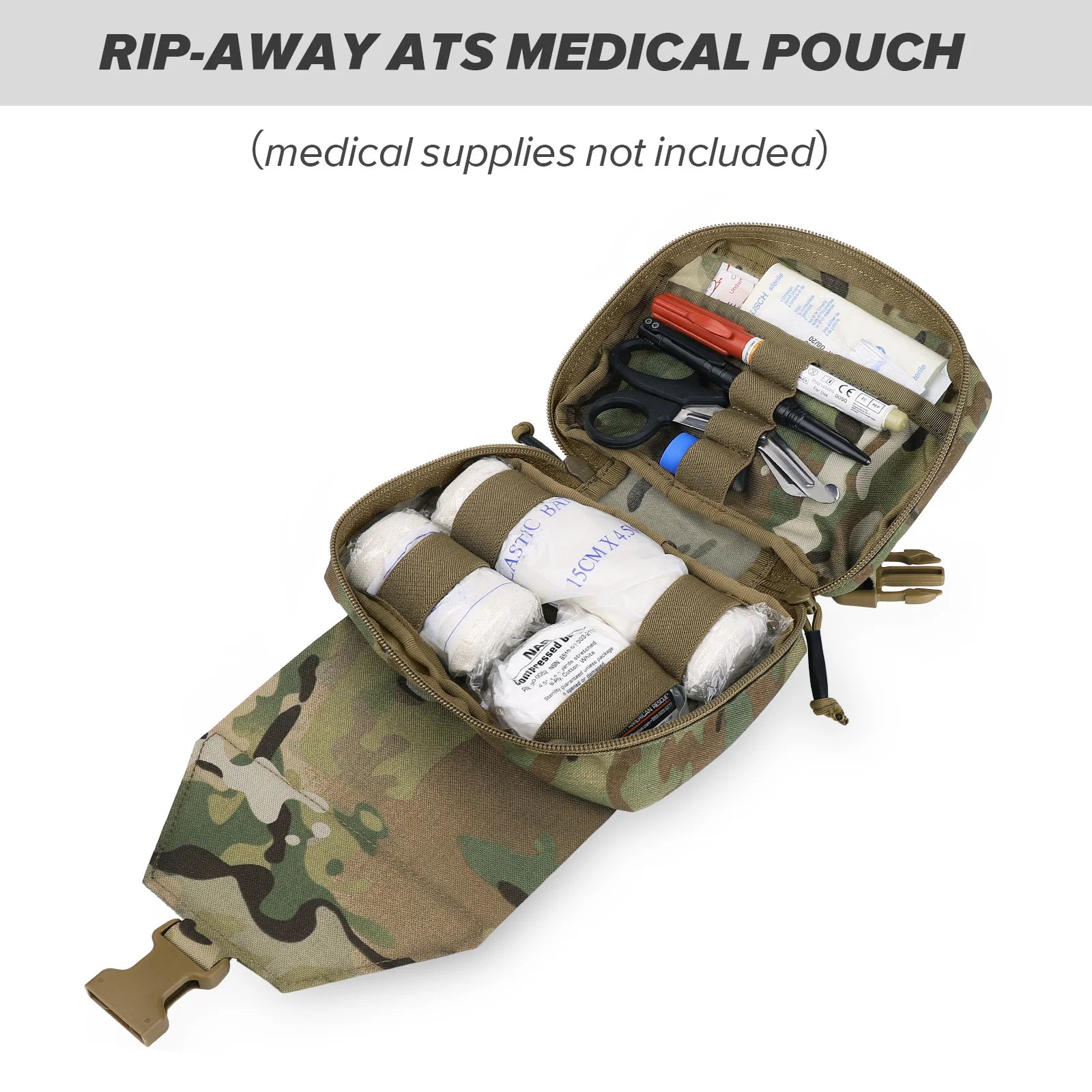 KRYDEX Tactical Tear Off Rip Away IFAK Pouch First Aid Medical Pouch MOLLE EMT Holder  Outdoor Trauma Kit Survival Bag