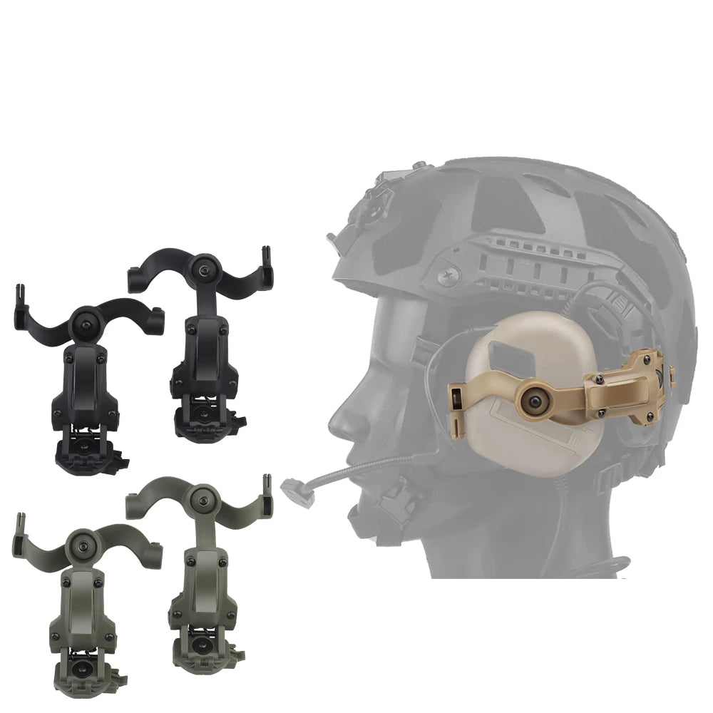 Multi Angle Rotation Tactical Headset Holder ARC Rail Mount Adapter Headphone Bracket for FAST Helmet Outdoor Airsoft Accessorie