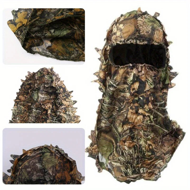 3D Hunting Face Mask Camouflage Leaf Camo Face Cover For Outdoors Realistic Foliage Hunting Mask Breathable Tactical Face Veil