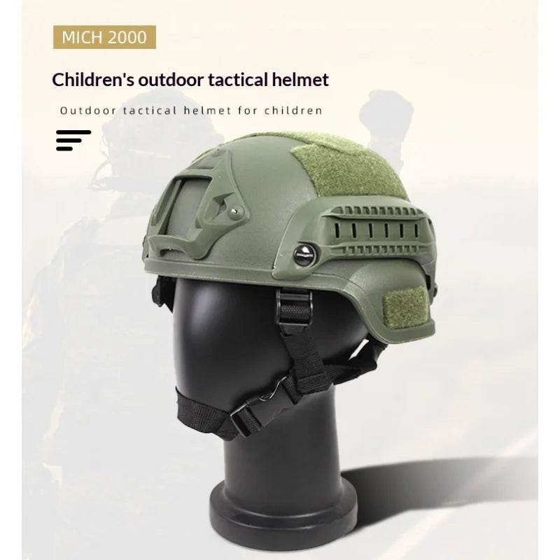 Kids MICH 2000 Tactical Helmet, Youth Airsoft CS Game Helmet with Rails for Military Training & Summer Camp