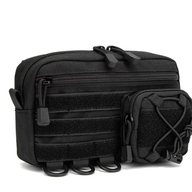 Tactical Molle Horizontal Admin Pouch with Front Drawstring Pocket EMT Pouch EDC Utility Orgaznier Bag Hunting Fanny Pack