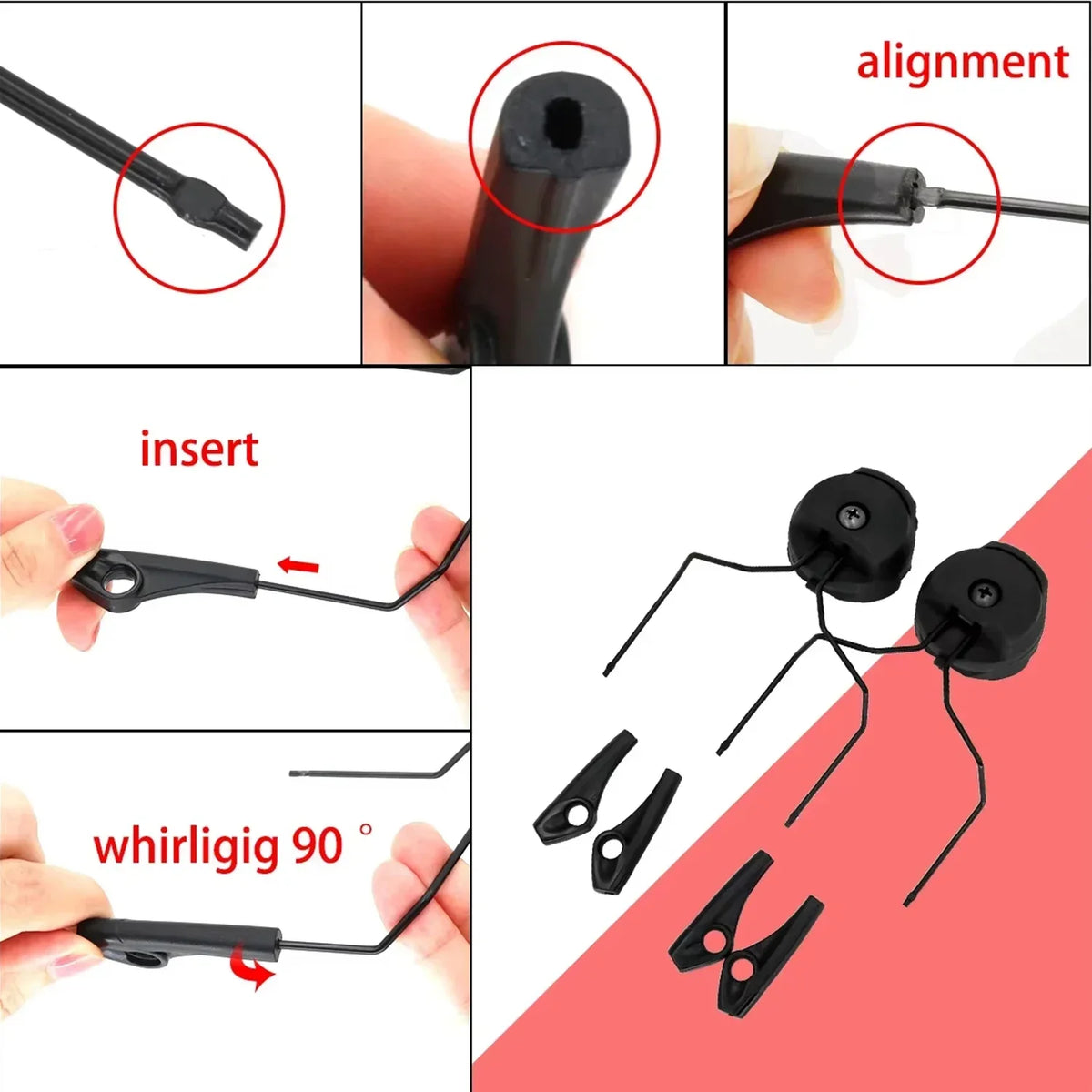 Tactical Rail Mounts Headset Rail Adapter Headset Holder Set Bracket Headphone Mount Stand 360 Rotation Helmet Headset