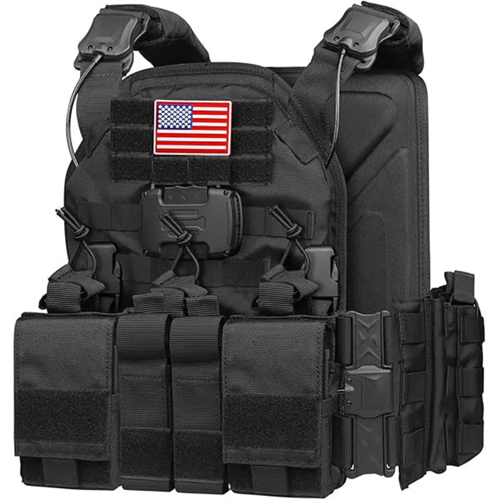 Tiexuebing Magnetic Quick Release Tactical Vest - Airsoft Vest MOLLE System Nylon Multifunctional  Plate Carrier 6094 Vests