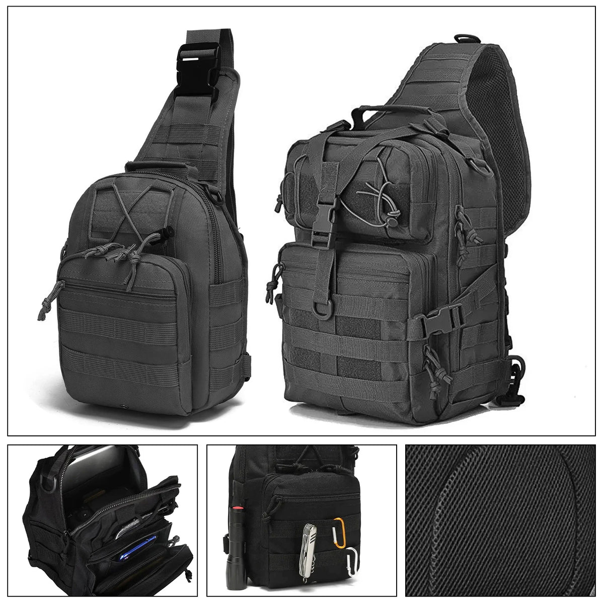 Outdoor multi-functional chest bag MOLLE messenger bag for commuting, cycling, and hiking
