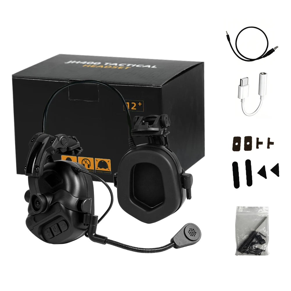 BOOIU Tactical Bluetooth Headset Electronic Outdoor Shooting Airsoft Earmuffs Hearing Protector Headphone with Headphone Stand