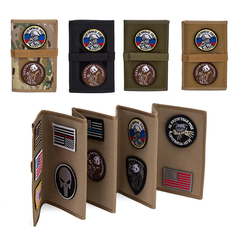 Patch Display, Foldable Tactical Patch Board Panel Holder Booklet Organizer for Hook & Loop Patch, Flag Patch, Morale Patch, Mil