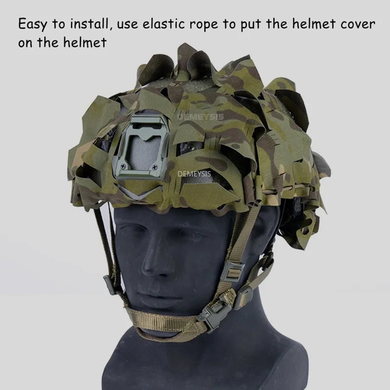 Tactical Camouflage Helmet Cover 3D Laser Cut Universal Fit for Airsoft Hunting Outdoor Training Helmet Gear