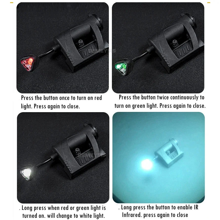 Tactical Helmet Light 4 Modes Green Red IR Laser LED Helmets Flashlight Energy Saving for Airsoft Hunting Camping