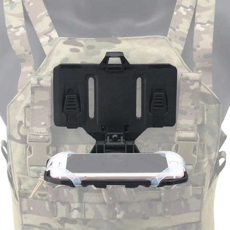 Tactical Vest Chest Phone Maps Navigation Holder Fit for MOLLE Plate Carrier Hunting Vest, Quick-Access Foldable Admin Panel